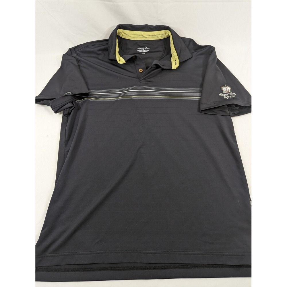 Straight Down Golf Polo Shirt Royal Links Golf Club Black Polo Men's Large